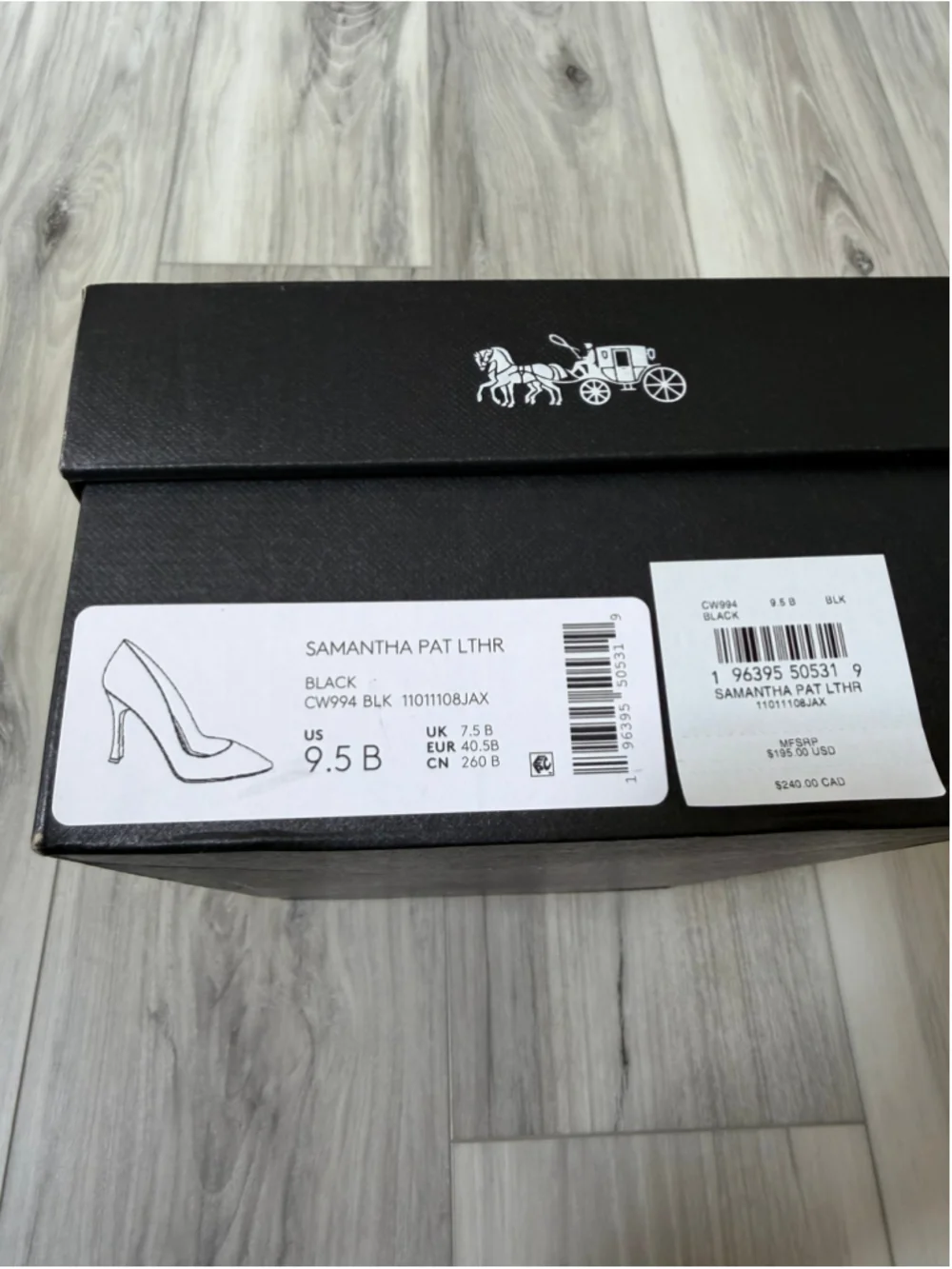 Coach Samantha Patent Leather Pumps Black Pointed Toe Studded Heels 9.5B NIB